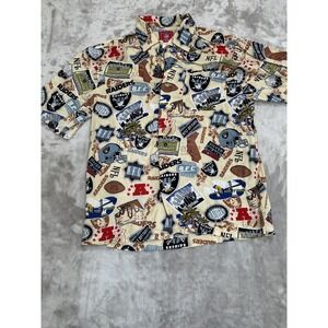 Raiders Oakland Shirt Men's Size Medium Vintage Hawaiian Style Button Up EUC